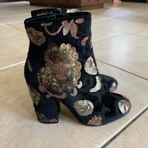 Aldo sequin and velour black boots